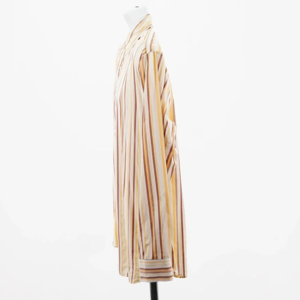 Banana Republic Yellow Striped Men's Large Cotton Collared Dress Shirt Long Slee